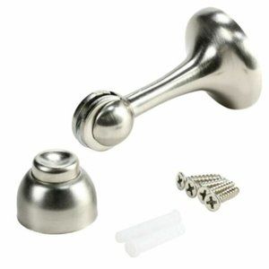 Nickel - Contemporary Magnetic Spring Door Stop Holder with Catch